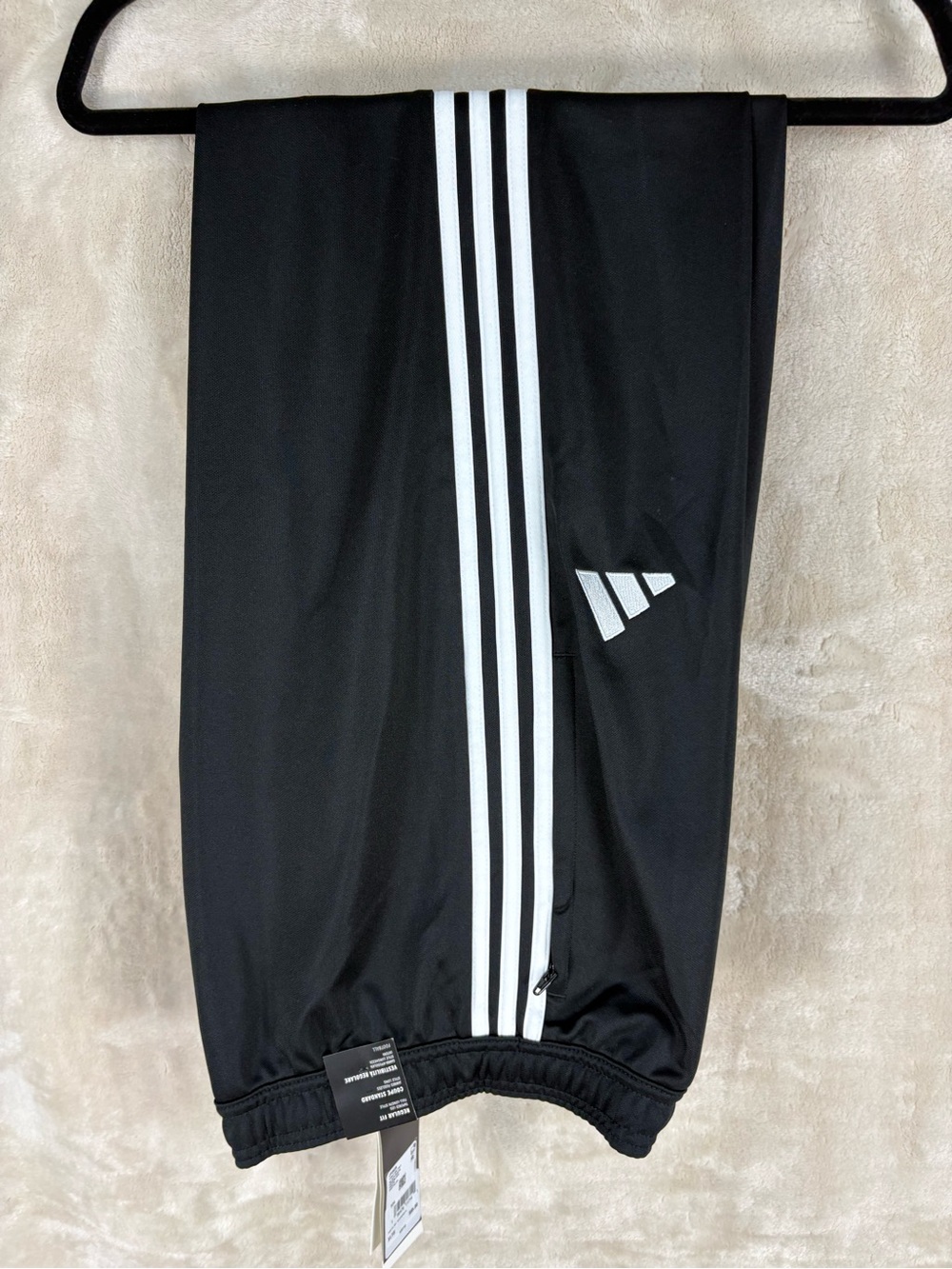adidas Black Athletic Track Pants with White 3-Stripes